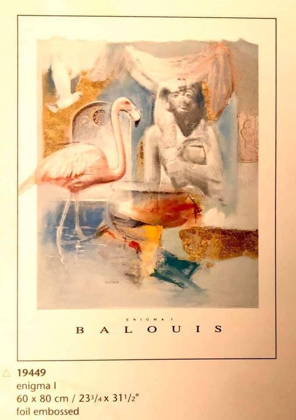 Verkerke Balouis	Enigma I 80 x 60 cm Poster 90er Jahre Art Flamingo Goldfoliendruck