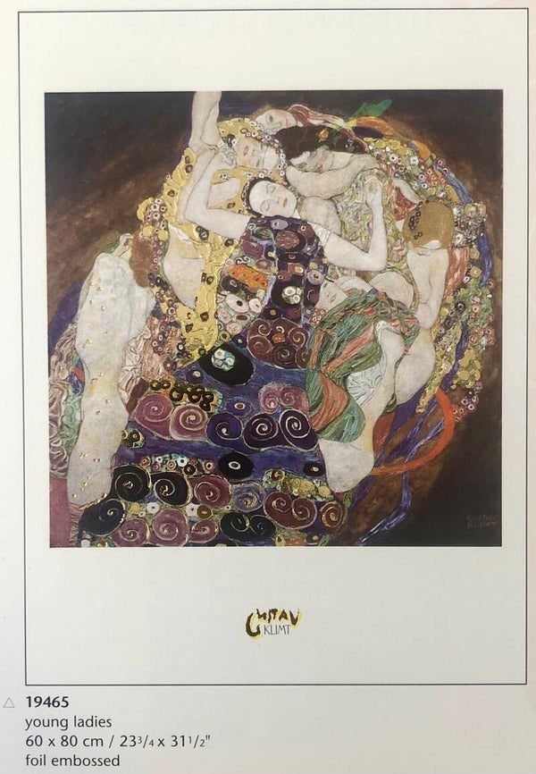 90er Jahre Poster Gustav Klimt Young Ladies 80 cm x 60 cm Kunstdruck Goldfoliendruck
