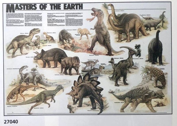 90er Jahre Poster Salamder Books	Masters of the earth Maxi Dinosaurier Dino  62 cm x 93 cm
