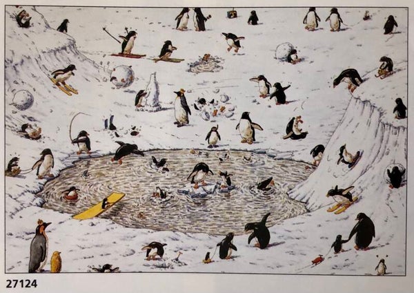 90er Jahre Poster Henk Lilian den Breems	Penguins Pinguin Dschungel  Maxi 62 cm x 93 cm Verkerke