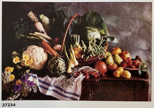 90er Jahre Poster Chrisel	Photo Maxiposter Maxi 62 cm x 93 cm  Obst Gemüse Korb Stillleben