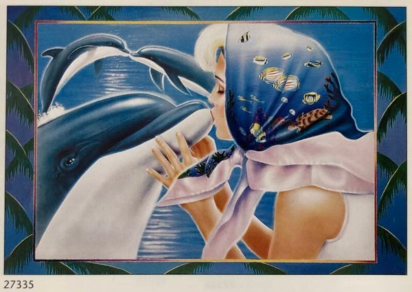 90er Jahre Poster Badoo	Girl with dolphin Maxiposter Maxi 62 cm x 93 cm