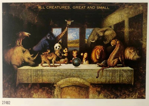 90er Jahre Poster All creatures great and small wie Arche Noah Religion Maxiposter Maxi 62 cm x 93 cm Petar Meseldžija
