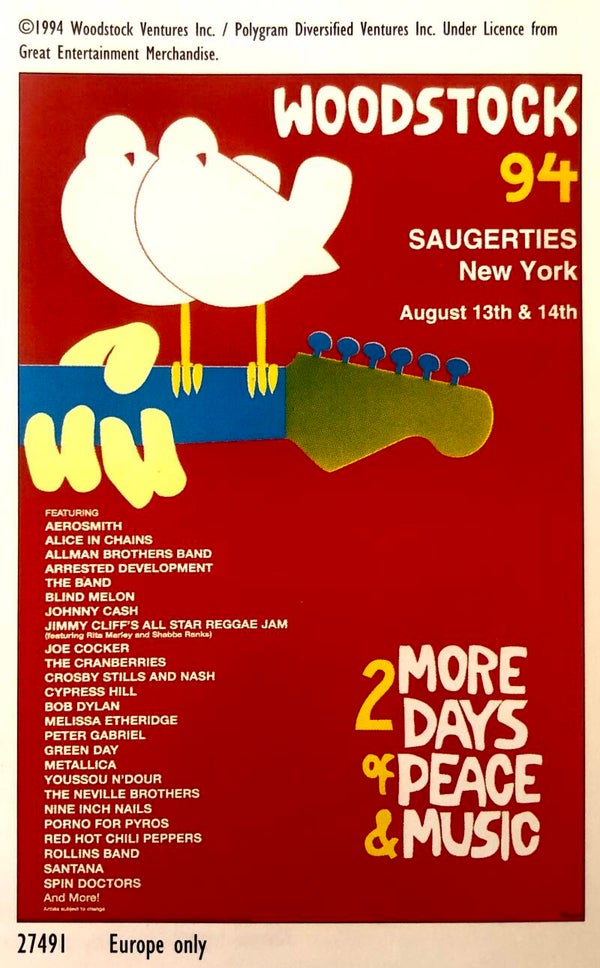 90er Jahre Poster Woodstock 1994 94 Maxi 62 cm x 93 cm