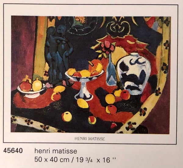 Verkerke Henri Matisse	Fruit et bronze  50 x 40 cm Poster 90er Jahre Art B-Ware: leicht geknickt