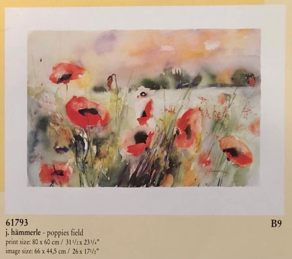 Verkerke J.Hemmerle	Poppies field Kunstdruck 80 x 60 cm Poster 90er Jahre Art