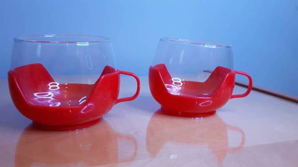 Bowlegläser 60er 70er Jahre vintage original 2er Set rot Teegläser Space age