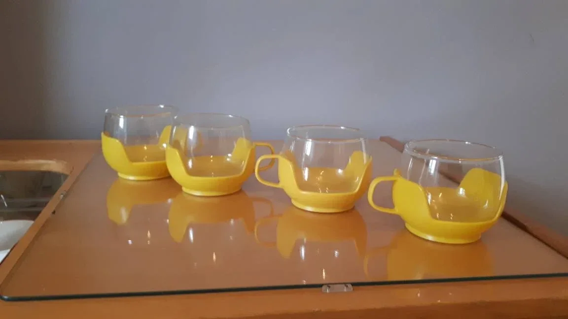 Teegläser Bowlegläser 60er 70er Jahre vintage original gelb 4er Set