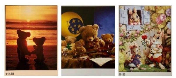 90er Jahre Poster 3er Set Poster fürs Kinderzimmer - Set 2 Hasen Teddy Teddys  Peter Meseldzija	Painting Peter Thijs	Nighthouse Dianne Dietrich Leis	Teddybear sunset  40 cm x 50 cm Verkerke