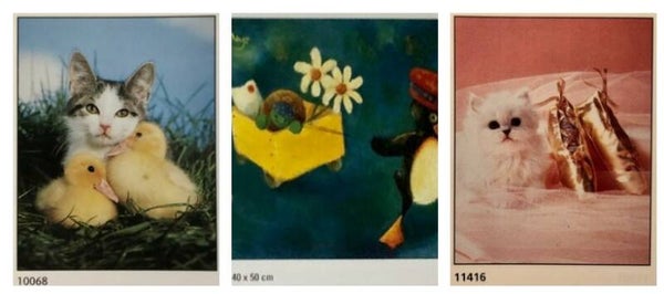 90er Jahre Poster 3er Set Poster fürs Kinderzimmer - Set 3 Pinguin Katze Entchen Ente Katzen Ballerina    40 cm x 50 cm Verkerke