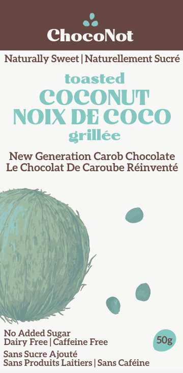 ChocoNot Carob Chocolate Bar - Toasted Coconut