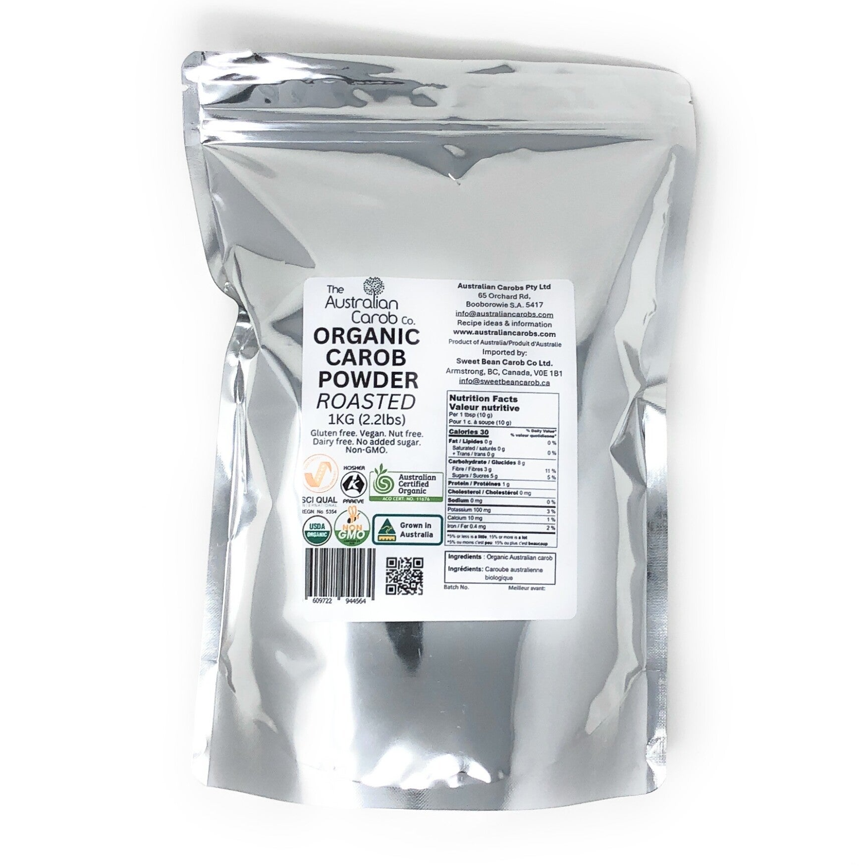 Pure Roasted Organic Carob Powder 1 kg
