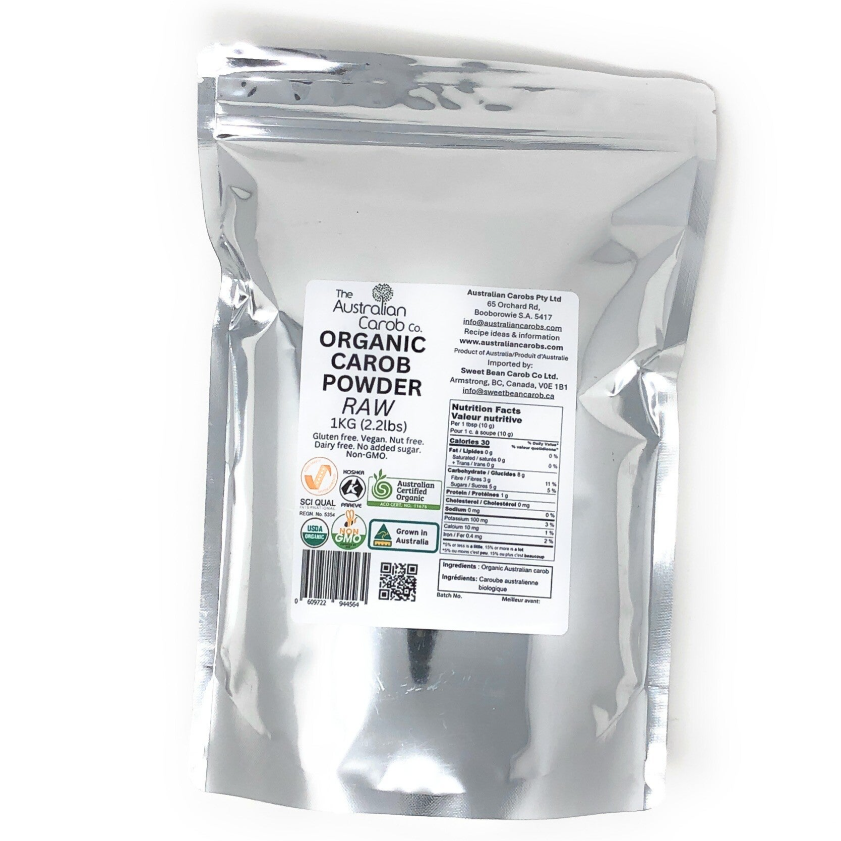 Pure Raw Organic Carob Powder 1 kg