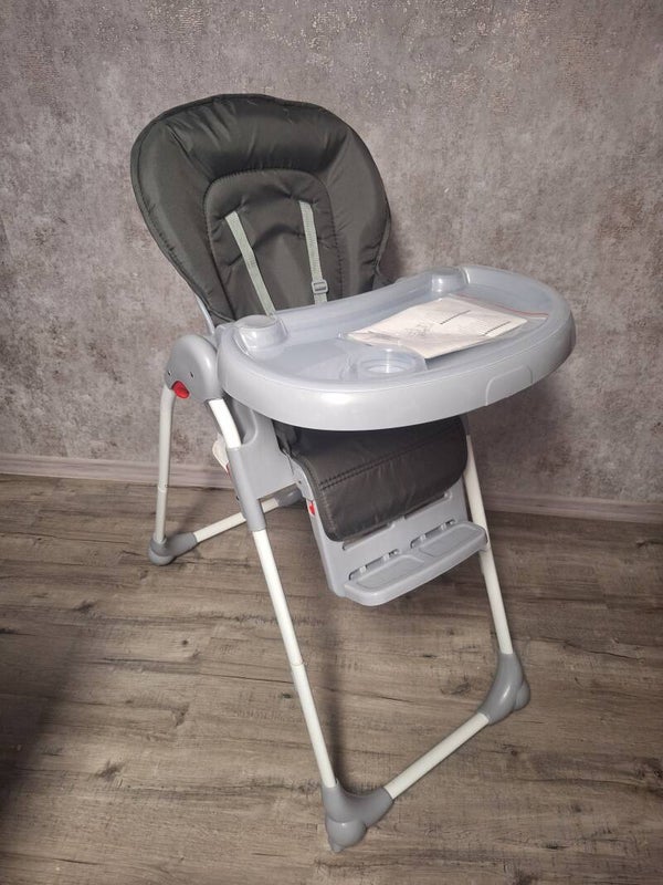 VidaXL Baby-Hochstuhl Grau 2in1 inkl. Tischschutz *Neu