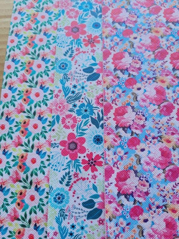 3 vellen leer - bloemen