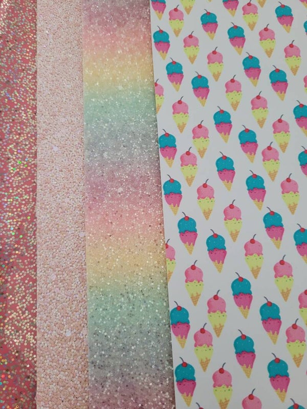 4 vellen leer ( 3 glitter)