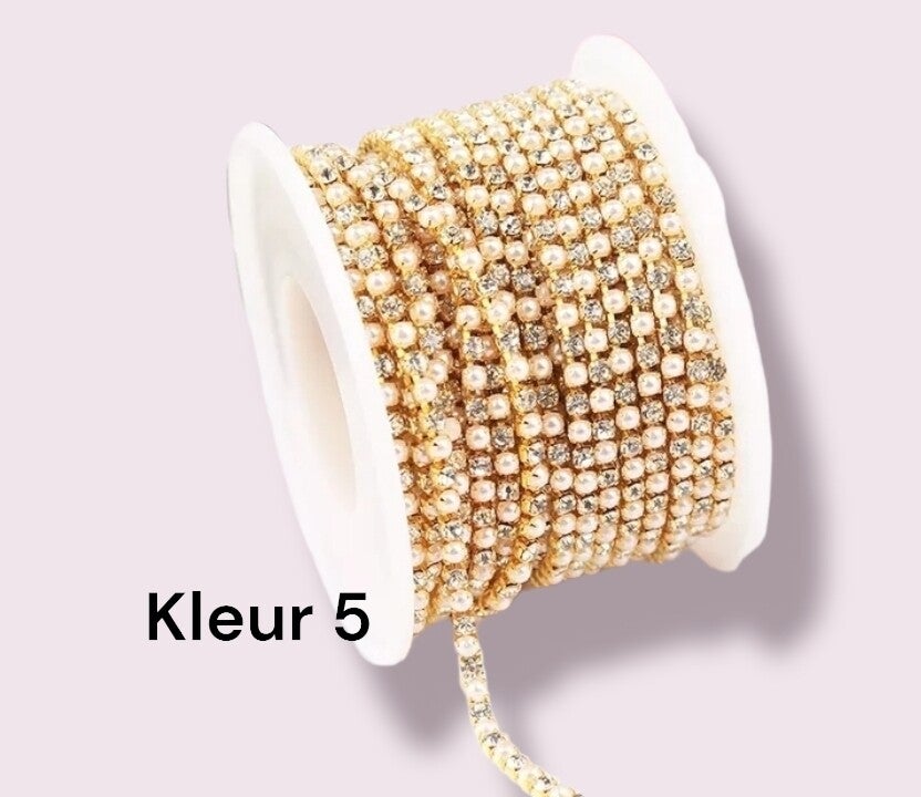 1 meter ( goud-  wit&parel)