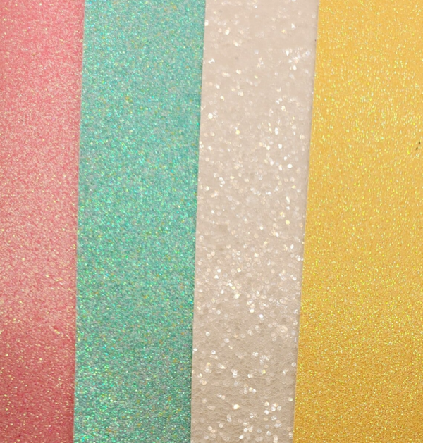 4 vellen mooi glitter leer (3 vellen fijne glitter)