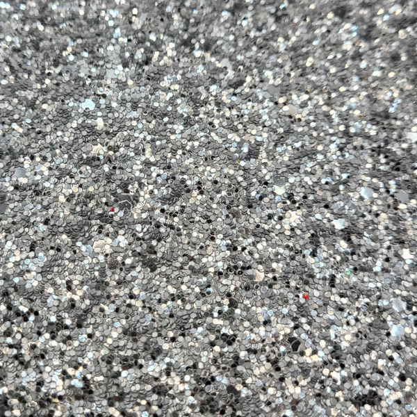 Glitter leer - zilver