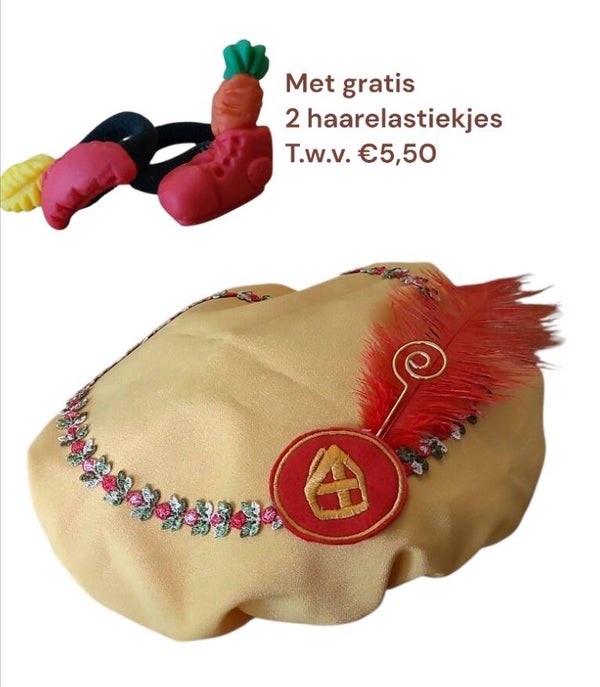 Pietenmuts - met knoopsgat elastiek, dus opmaat te verstellen