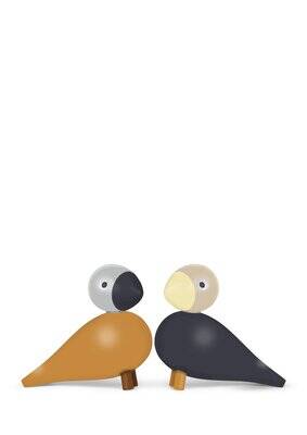 Kay Bojesen Lovebirds grey coal & dark ochre H9cm | donum