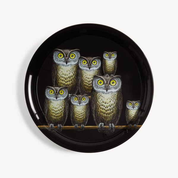 Fornasetti Tray round 60cm Civette multicolour-black