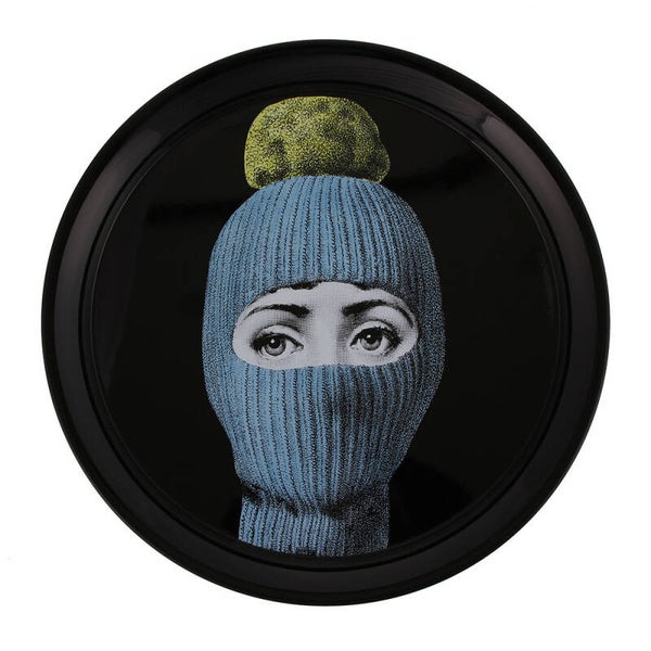 Fornasetti Tray dia60 Lux Gstaad light blue-ponpon-yellow