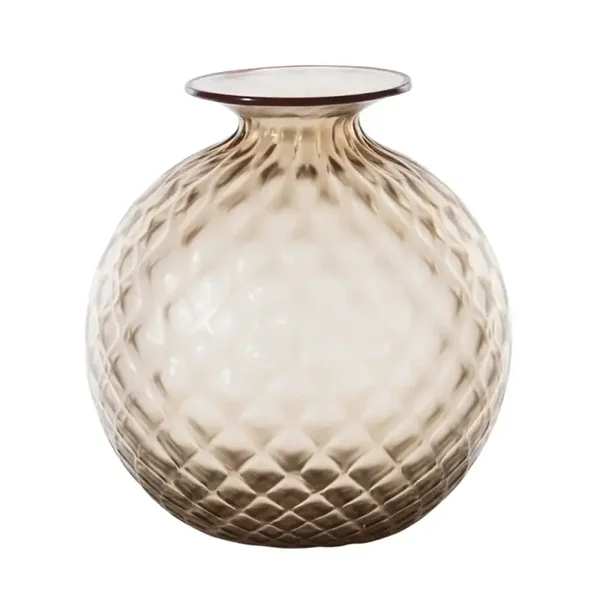 Venini Monofiori Balloton - col Moka sanded - Red edge