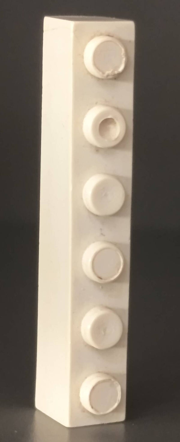 White 1x6 brick one open stud