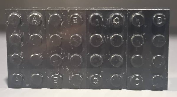 4 testbricks 2xA, 2xB, 2xC and 2xD