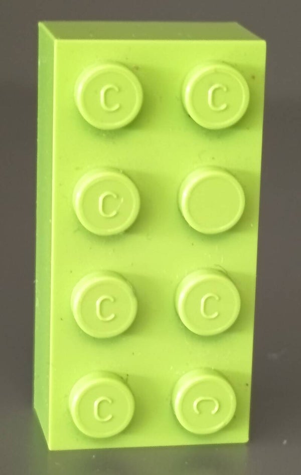 2x4 testbrick - one c turned