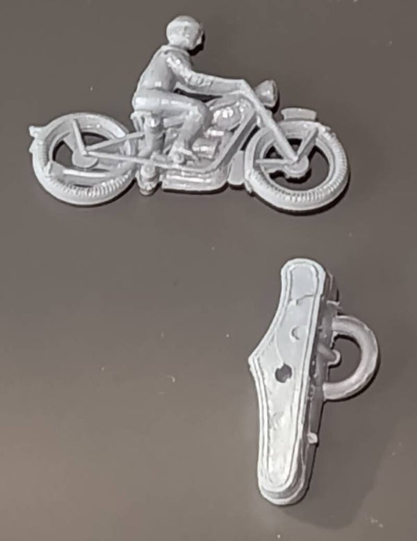 Unpainted motorbike with sidewagon - Ho scale