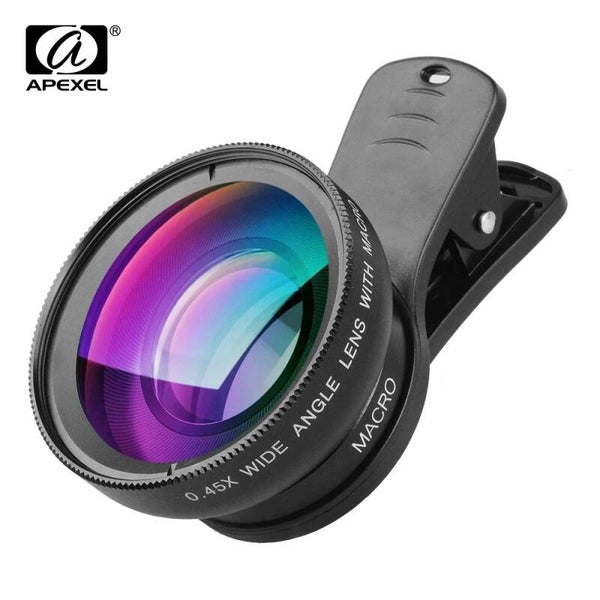 2 in 1 HD Camera Lens - 0.45x Wide Angle & 12.5x Macro - Apexel