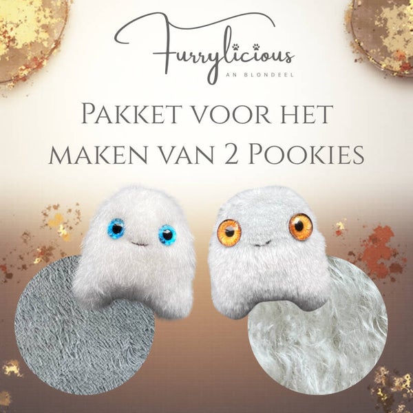 Pakket voor 2 Pookies - grijs / fluffy wit