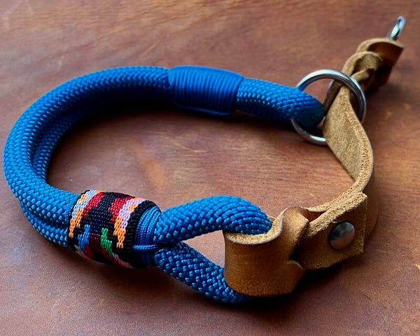 Sliphalsband met Trek- stop | leer & touw