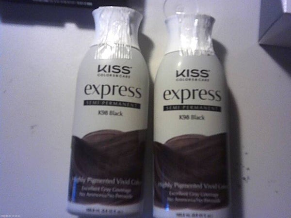 KISS Express Semi-Permanent Hair Color – K98 Black  Vivid Pigment & Gray Coverage  Ammonia-Free Formula
