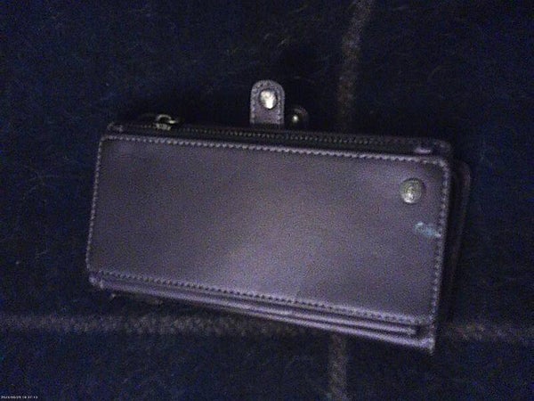 IPhone Purple Leather Phone Case – Wallet Design with Card Slots & Snap Closure