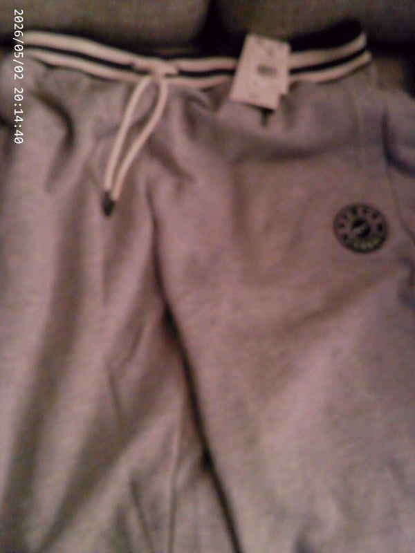 Reebok Light Gray Unisex Sweatpants with Striped Waistband