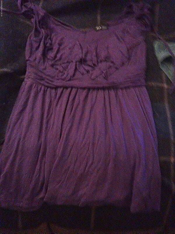 Purple Sleeveless Dress – Gathered Bust & Pleated Skirt  Lightweight & Elegant  Pre-Owned