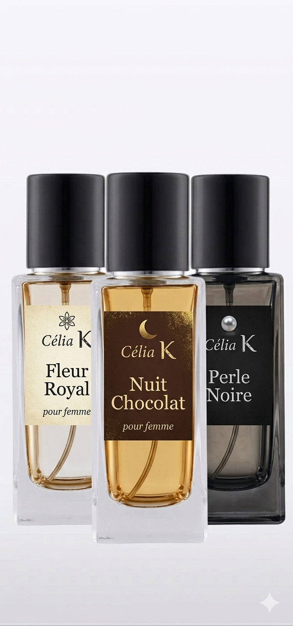 Fleur Royal, Nuit Chocolat et Perle Noire
