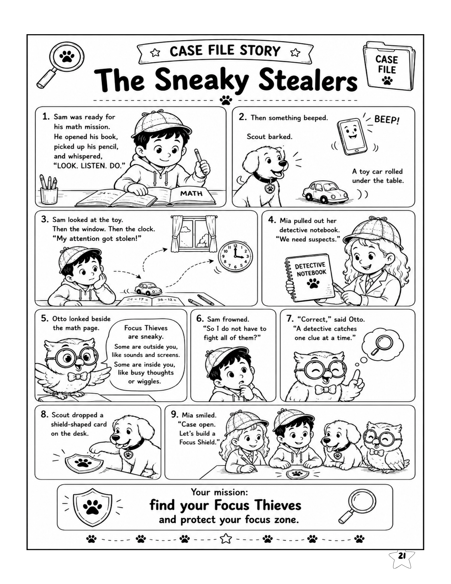 The Sneaky Stealers story helping kids recognize everyday distractions that can steal their focus