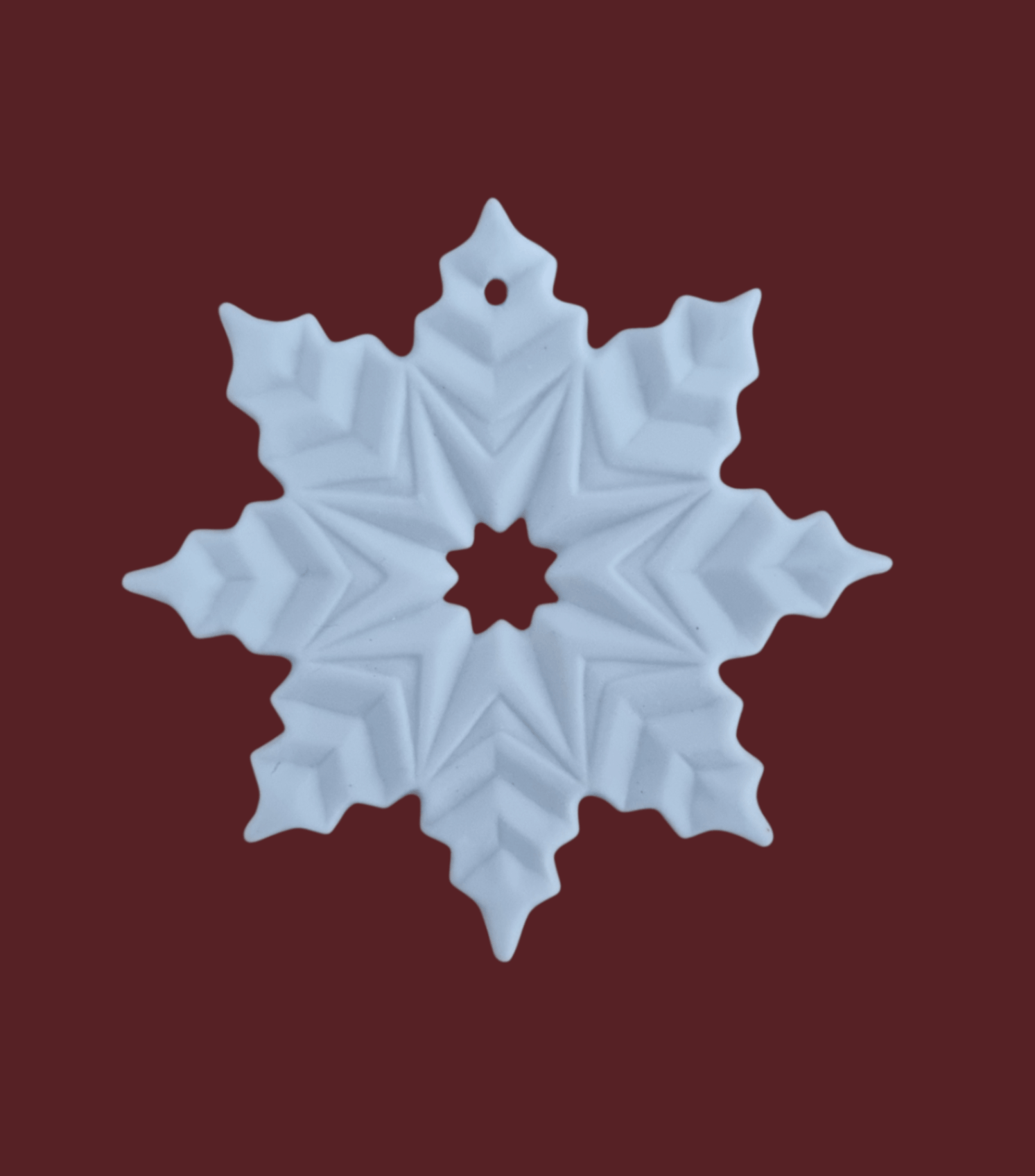 Christbaumanhänger Schneeflocke aus Biskuitporzellan (8 cm, Einzelstück)