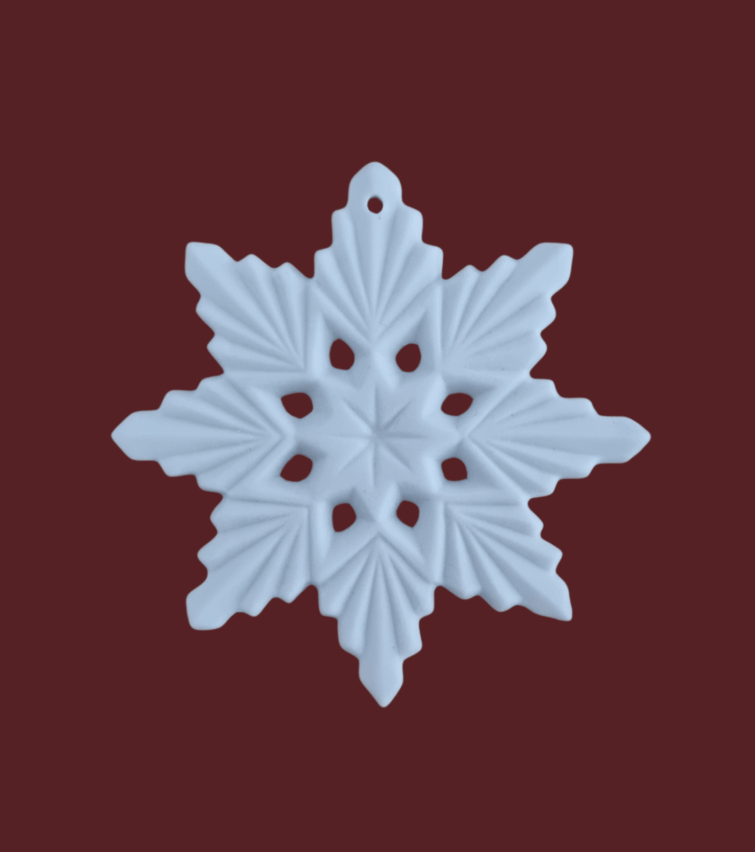 Christbaumanhänger Schneeflocke aus Biskuitporzellan (8 cm, Einzelstück)