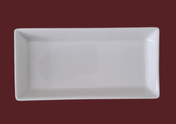 Dip Schale Porzellan rechteckig weiß 13 cm