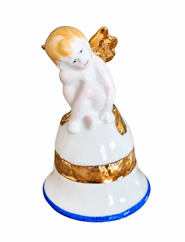 Engel-Tischglocke mit Glanzgold handbemalt | Unikat