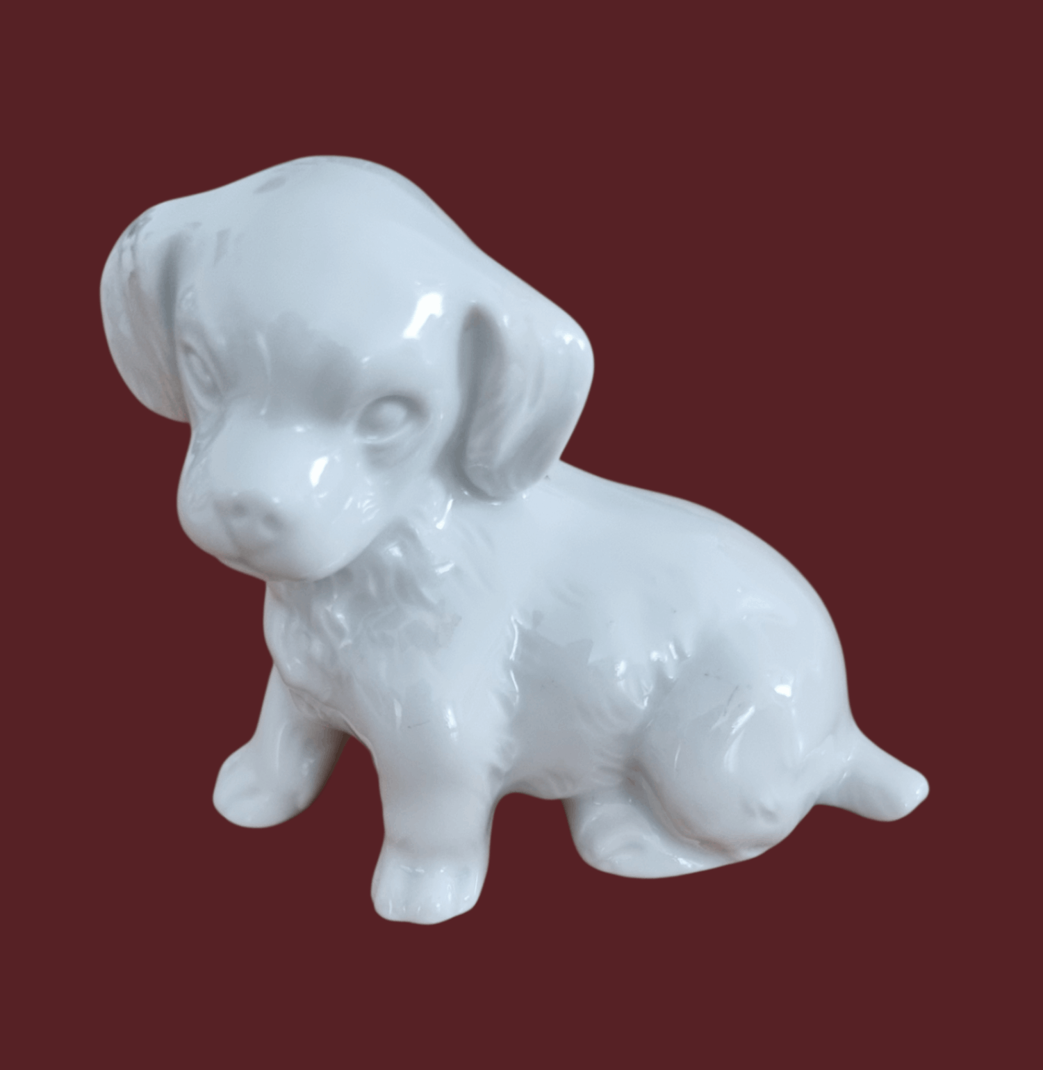 Porzellan Hundefigur sitzend weiß | Carl Scheidig | Deko & zum Bemalen