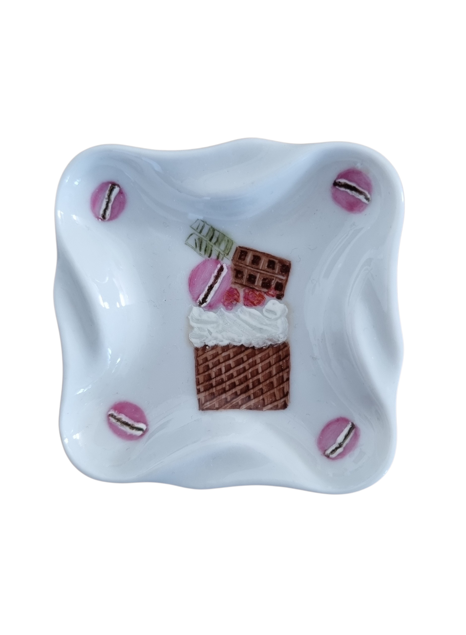 Handbemaltes Porzellan Mini-Schälchen Cupcake mit Schokolade