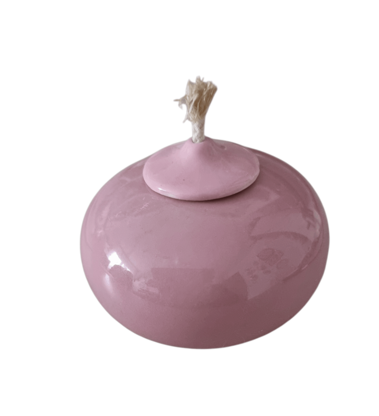 Petroleumlampe Porzellan rosa rund | Einzelstück