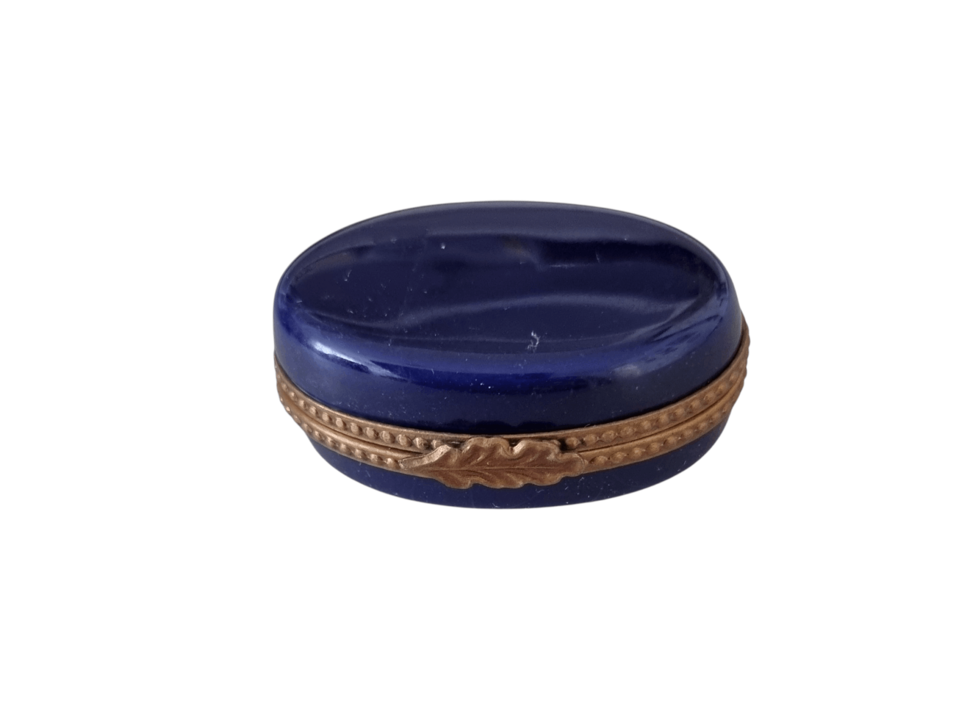 Porzellan Pillendose oval Kobaldblau