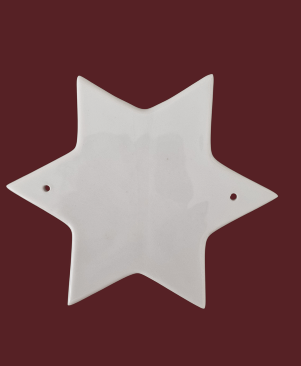 Porzellan Stern 10 cm 6-zack | Weihnachtsanhänger | Einzelstück